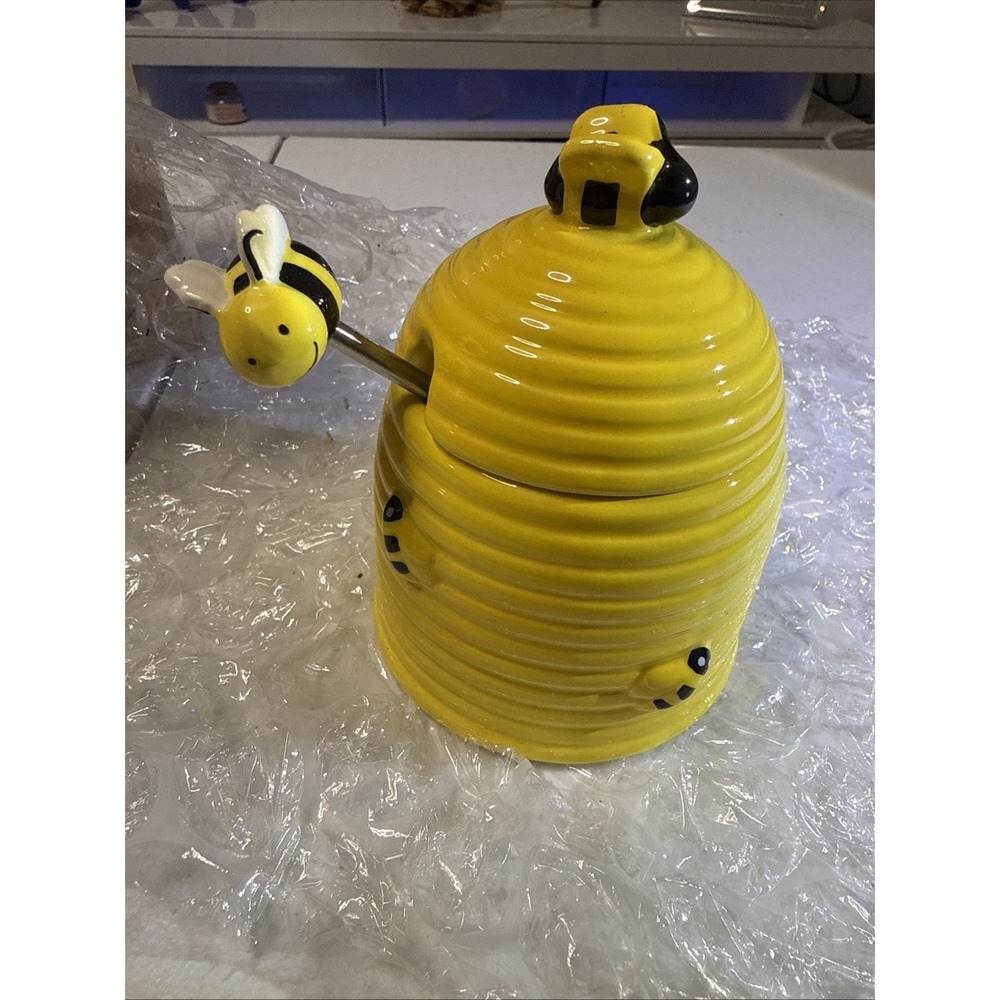 Avon Ceramic Busy Little Bee Honey Pot And Drizzler New Teapot Accessories Honey